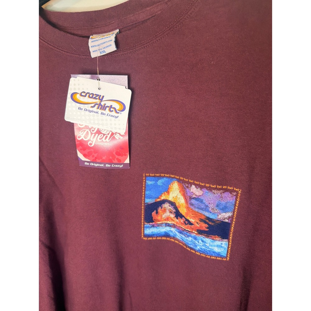 Crazy Shirts Mens XXL Long Sleeve Hawaii Volcano Lava Ocean Graphic T Shirt - Picture 5 of 7